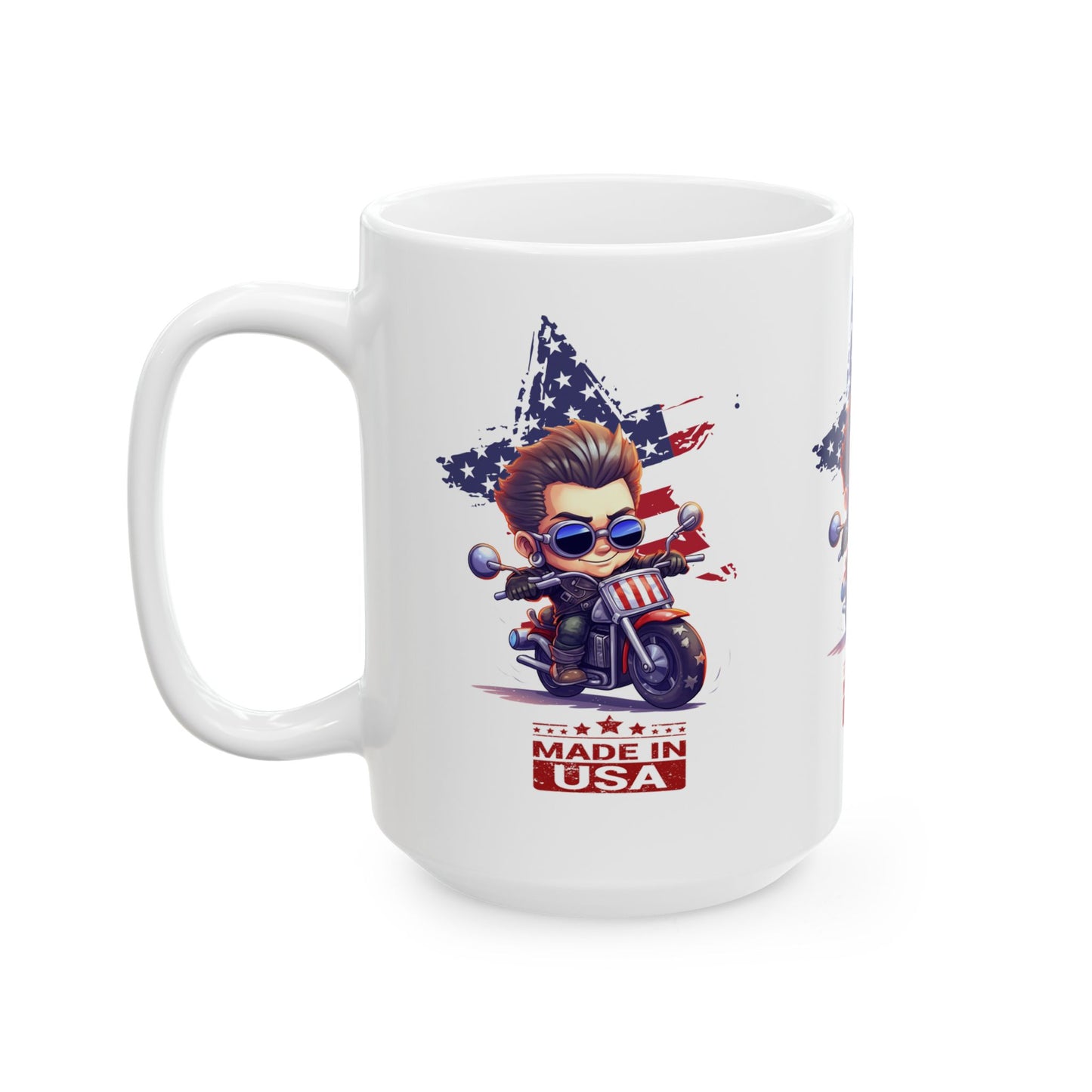 Princess Grace  Patriotic Biker Ceramic Mug  Made in USA Design (11oz & 15oz)