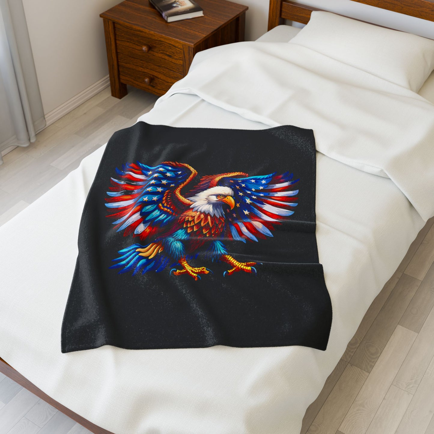 Princess Grace  Patriotic Eagle Velveteen Plush Blanket  Cozy Americana Decor