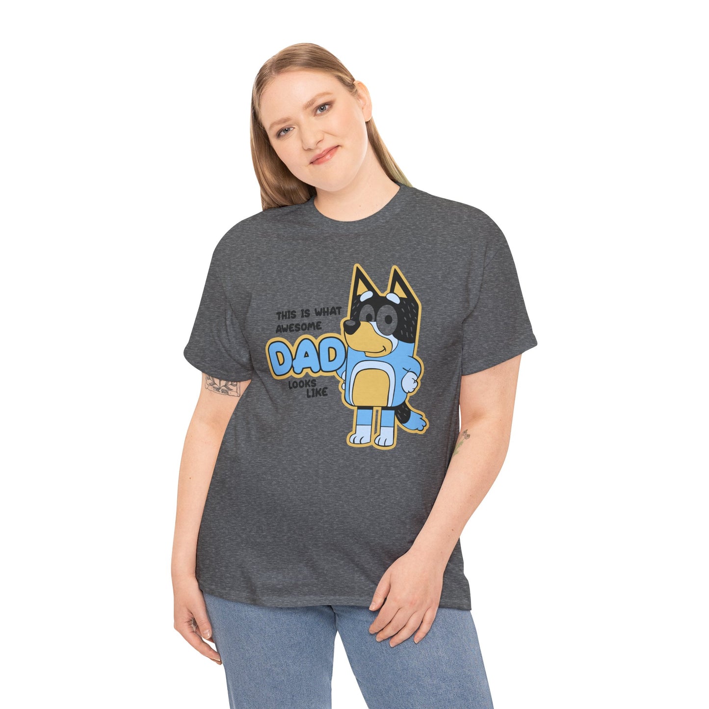 Princess Grace  Bluey  Awesome Dad Unisex Heavy Cotton Tee  Funny Gift for Father's Day
