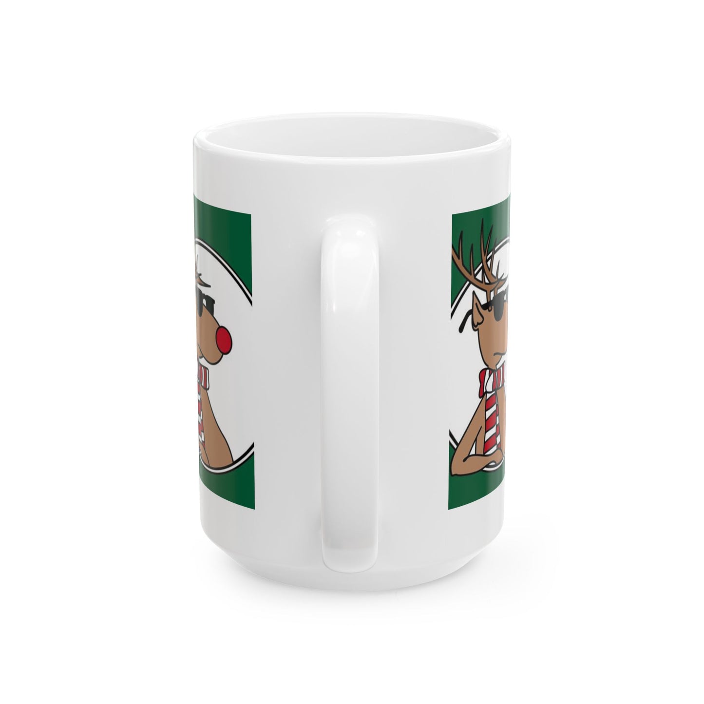 Princess Grace Cool Reindeer Ceramic Mug  Perfect for Holiday Cheer & Gift Giving