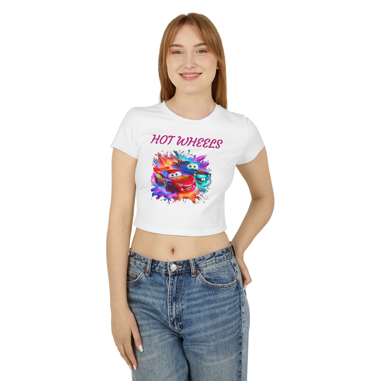 Princess Grace  Hot Wheels Women's Baby Tee Colorful Cartoon Graphic