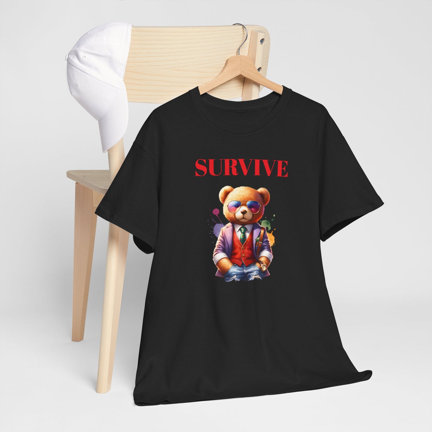 Princess Grace  Survive Teddy Bear Graphic Unisex Heavy Cotton Tee