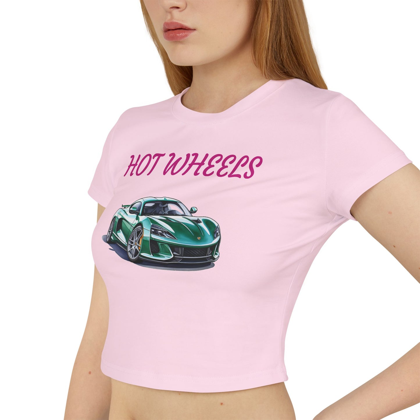 Princess Grace  Women's Baby Tee Hot Wheels Graphic Car Tee, Perfect for Car Enthusiasts