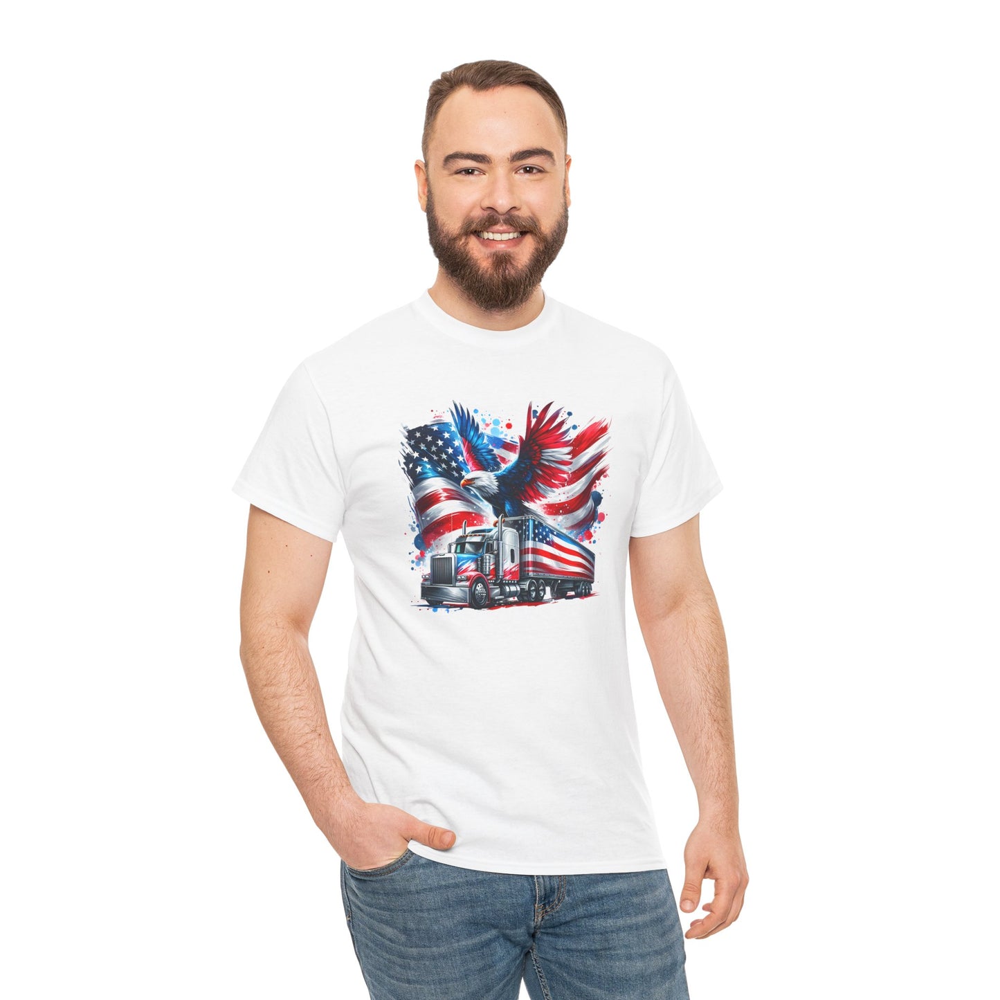 Princess Grace  Patriotic Eagle Truck Unisex Heavy Cotton Tee