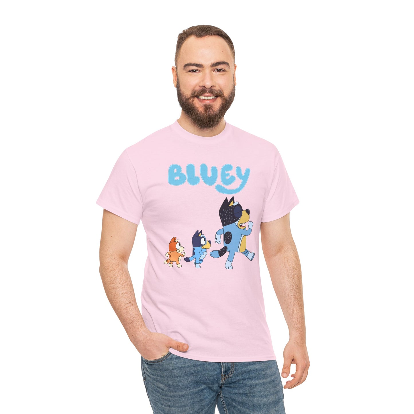 Princess Grace  Bluey Unisex Heavy Cotton Tee  Cute Cartoon T-Shirt for Kids and Adults