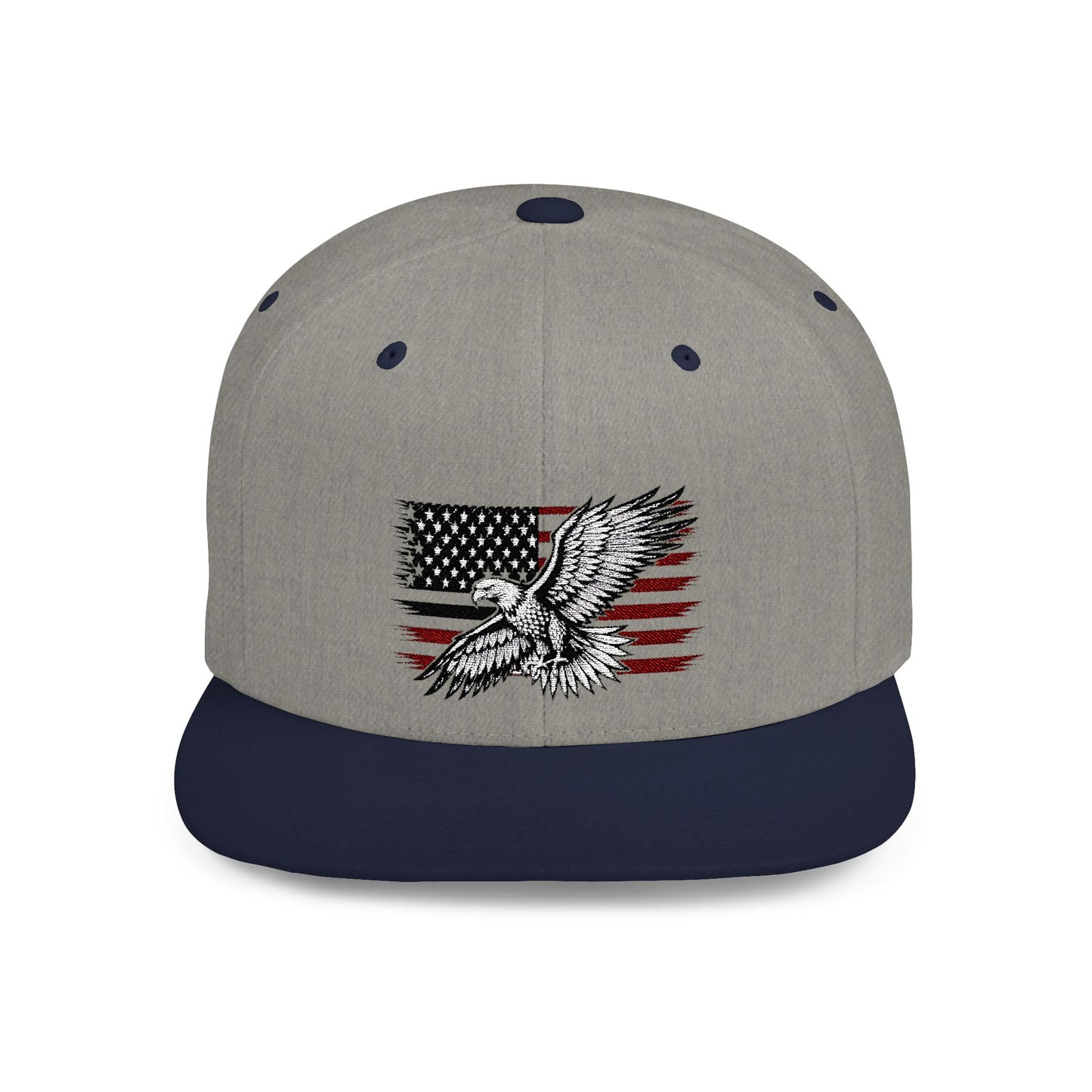 Princess Grace  Eagle Embroidered Flat Bill Snapback Hat Patriotic Style for Outdoor Enthusiasts