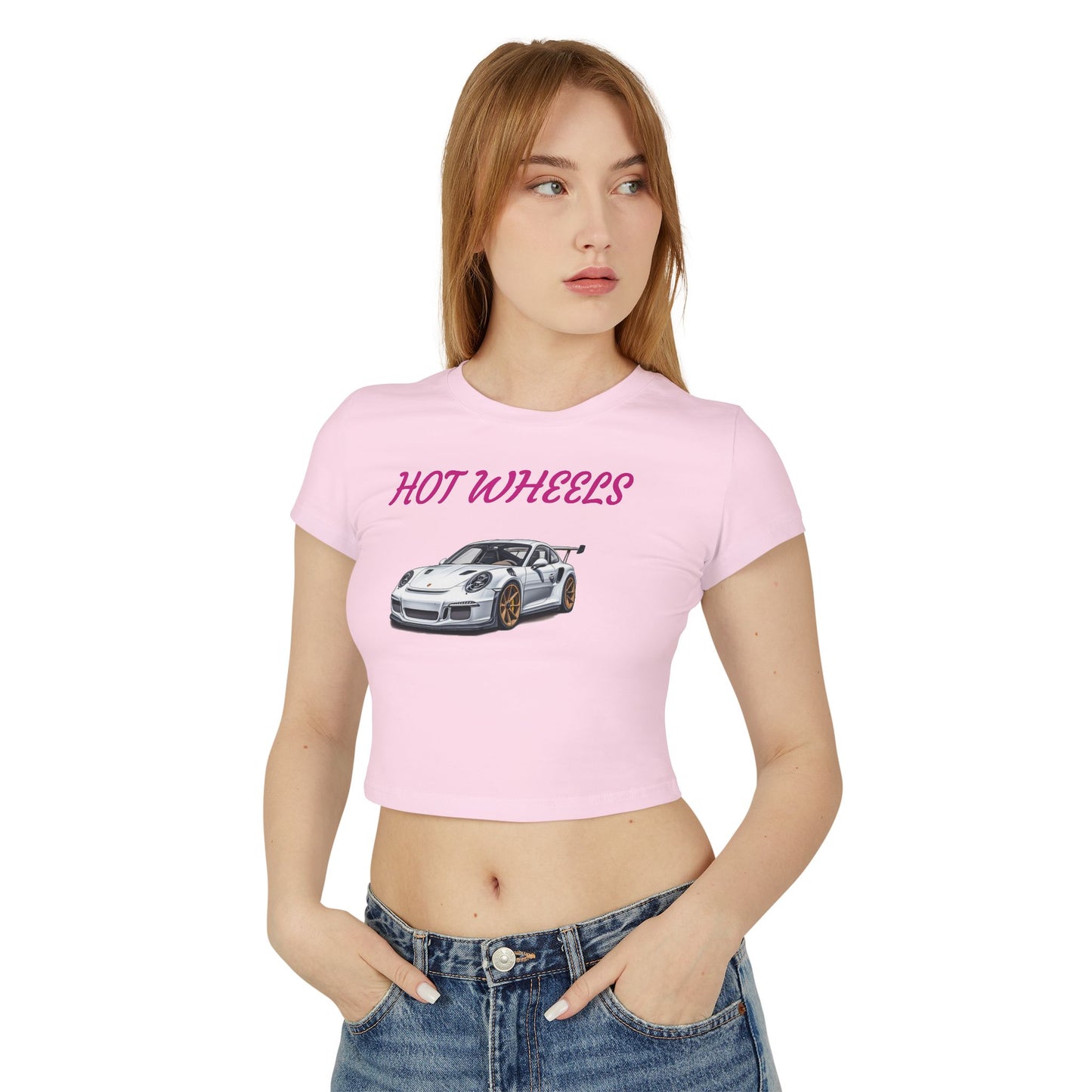 Princess Grace  Hot Wheels Women's Baby Tee Sporty Car Graphic Crop Top