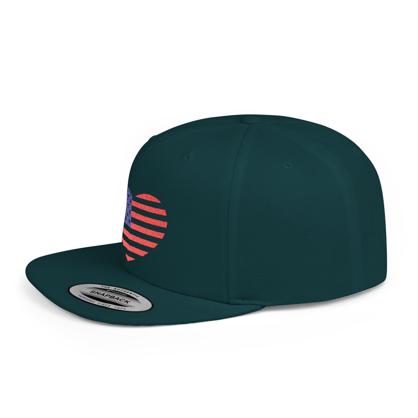 Princess Grace Patriotic Heart Flat Bill Snapback Cap