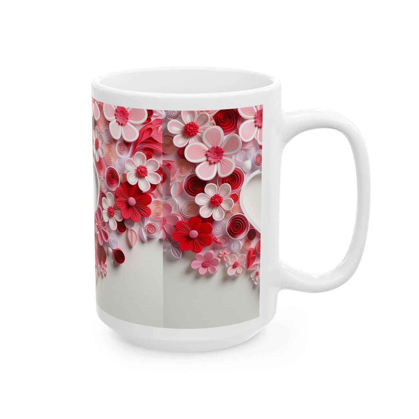 Princess Grace  Romantic Floral Ceramic Mug  Heart Design, Perfect for Valentine's Day & Every Coffee Lover
