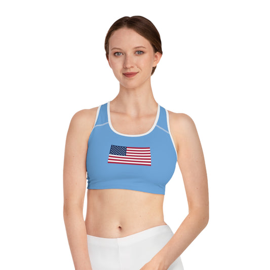 Princess Grace Patriotic Sports Bra  USA Flag Design for Active Lifestyle