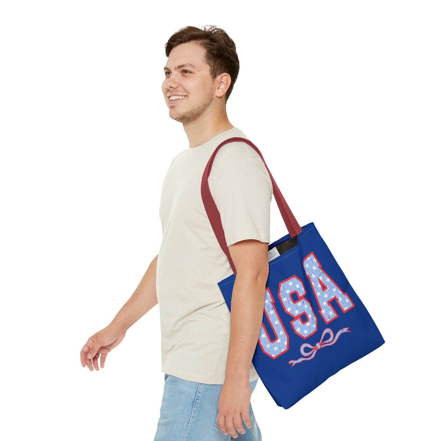 Princess Grace  Patriotic USA Tote Bag Stylish Blue Star Design for Holidays & Everyday Use