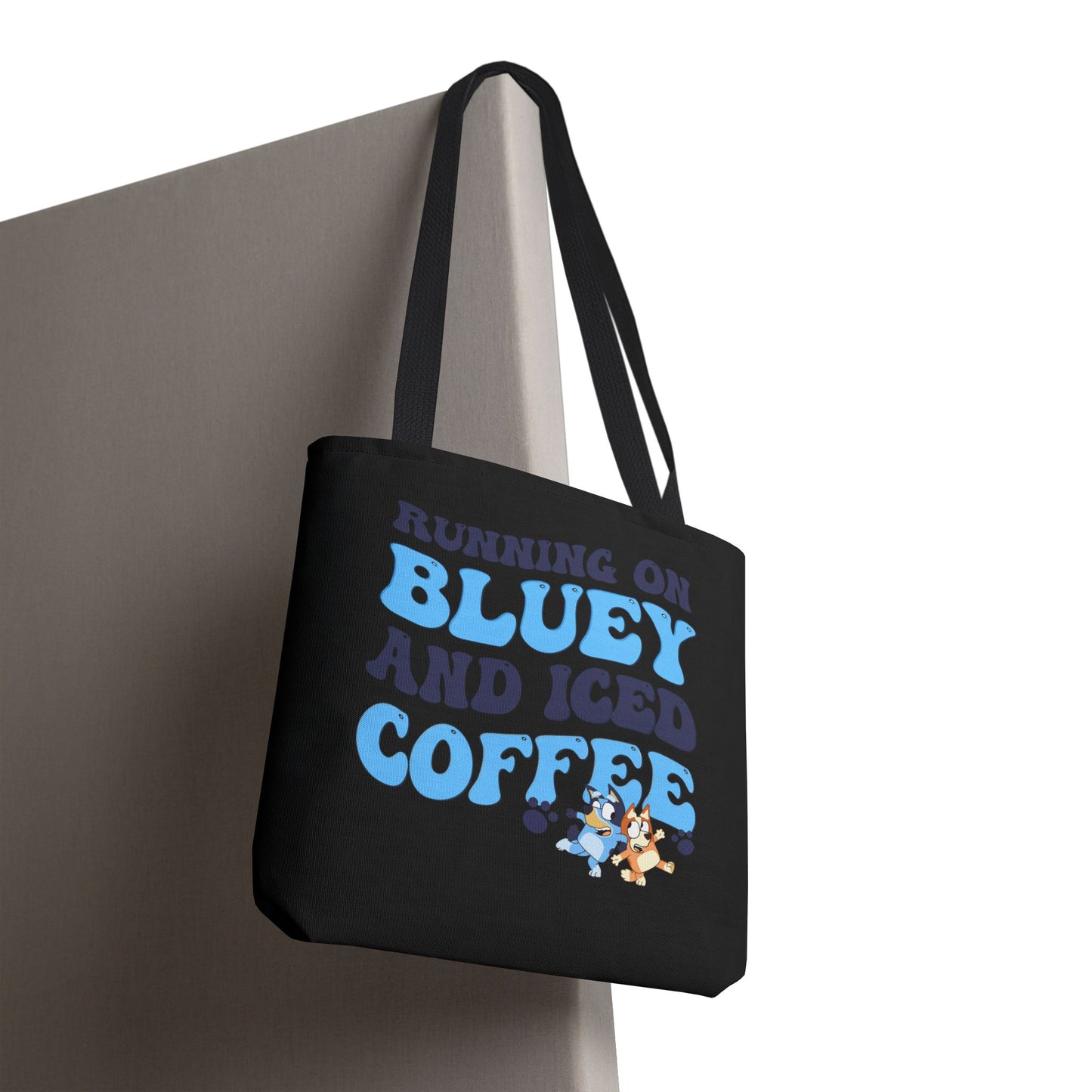 Princess Grace  Running on Bluey and Iced Coffee Tote Bag Fun & Functional for Moms and Kids