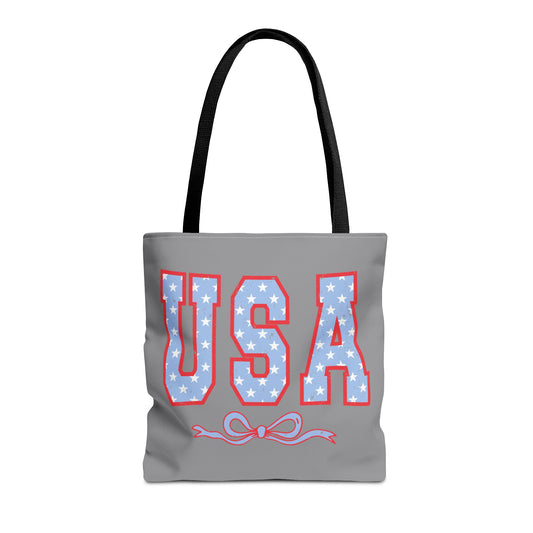 Princess Grace  Patriotic USA Tote Bag  Stars & Bow Design for Independence Day