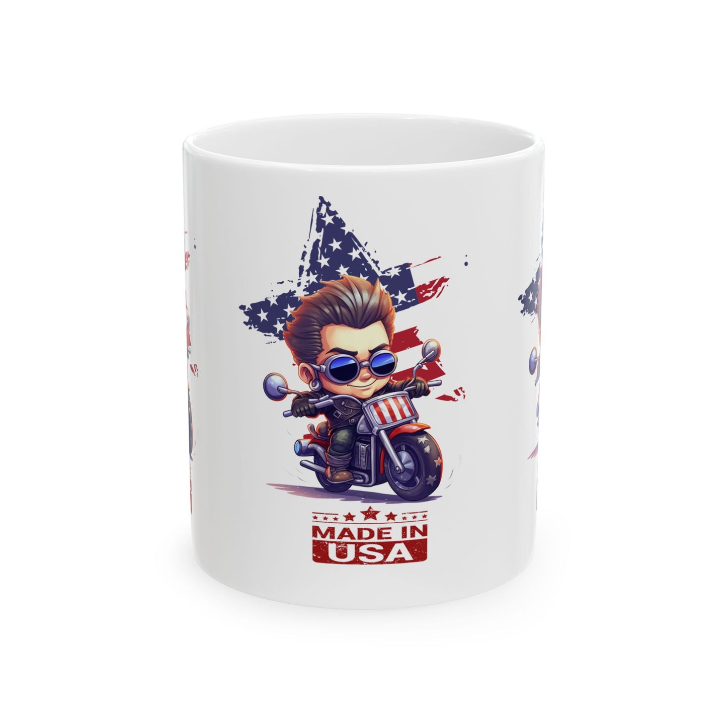 Princess Grace  Patriotic Biker Ceramic Mug  Made in USA Design (11oz & 15oz)