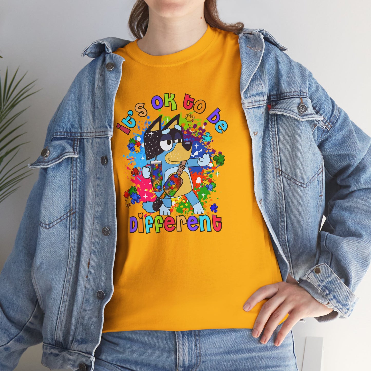 Princess Grace  Bluey  Unisex Heavy Cotton Tee  "It's OK to Be Different" - Colorful Graphic T-Shirt for Self-Expression