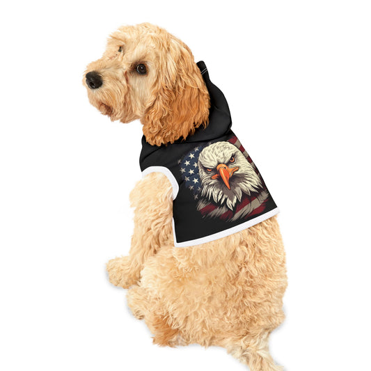Princess Grace  Patriotic Eagle Pet Hoodie Stylish Black Dog Sweatshirt for Fourth of July Celebrations