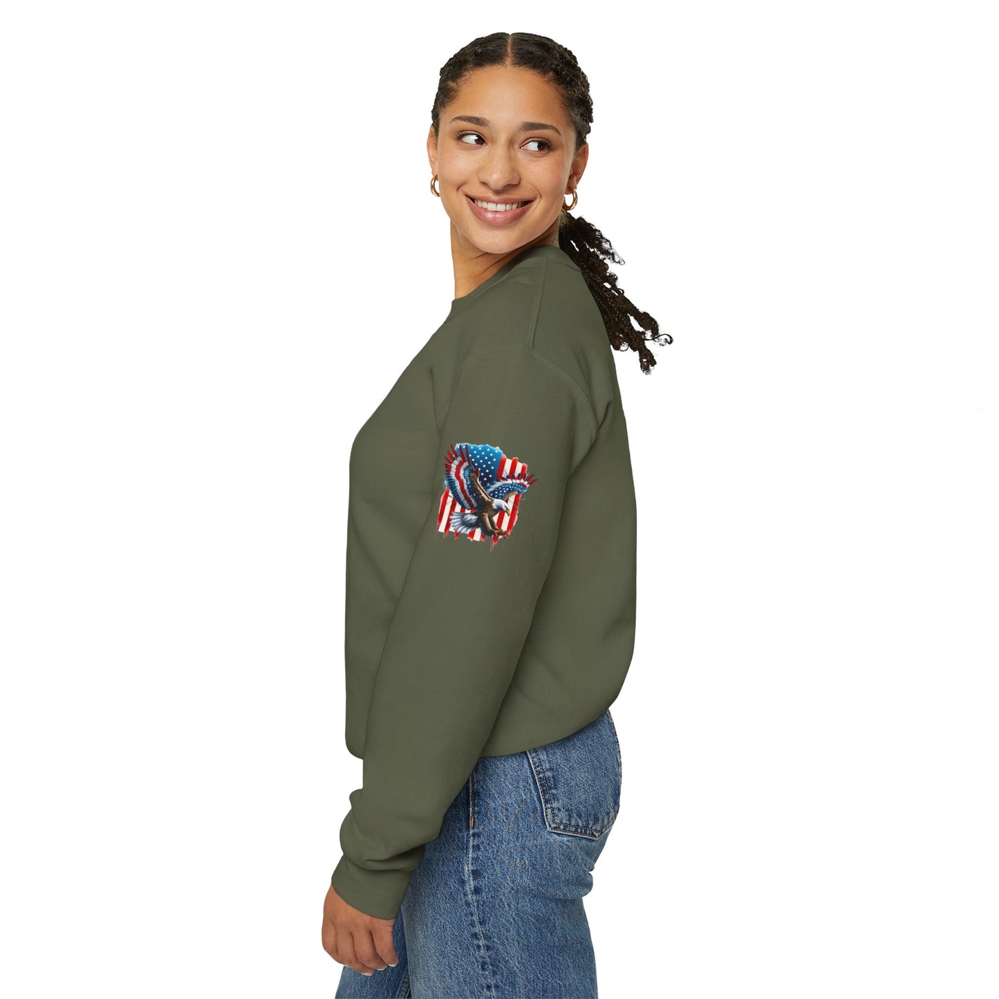 Princess Grace  Patriotic Eagle Crewneck Sweatshirt Unisex Heavy Blend