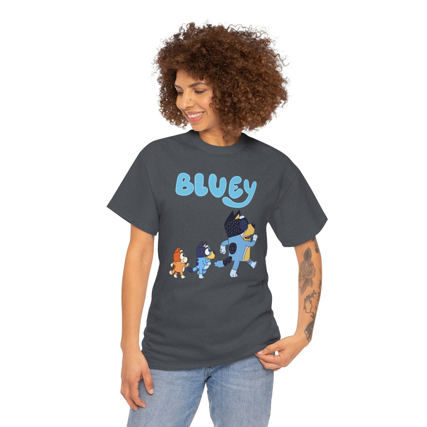 Princess Grace  Bluey Unisex Heavy Cotton Tee  Cute Cartoon T-Shirt for Kids and Adults
