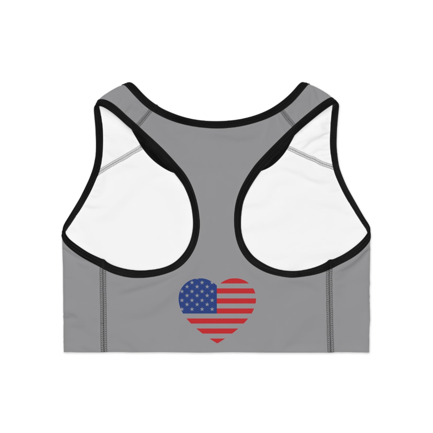 Princess Grace  Patriotic Heart Sports Bra American Flag Workout Gear for Fitness Enthusiasts