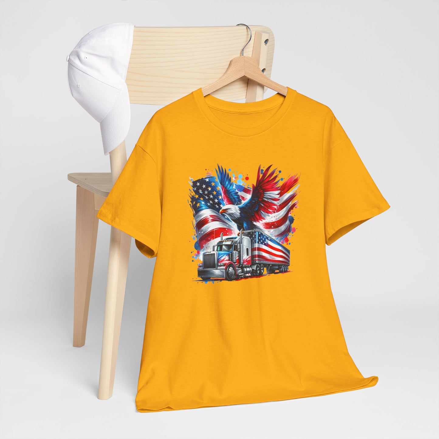 Princess Grace  Patriotic Eagle Truck Unisex Heavy Cotton Tee