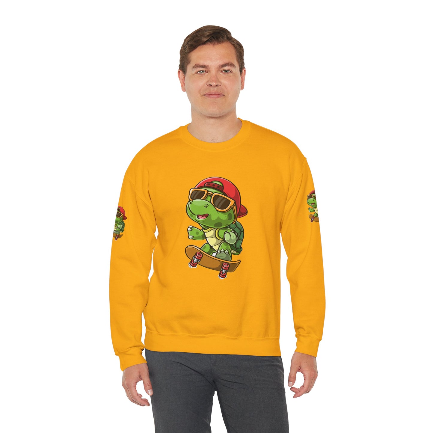 Princess Grace  Cool Turtle Skateboarding Crewneck Sweatshirt for Kids and Teens