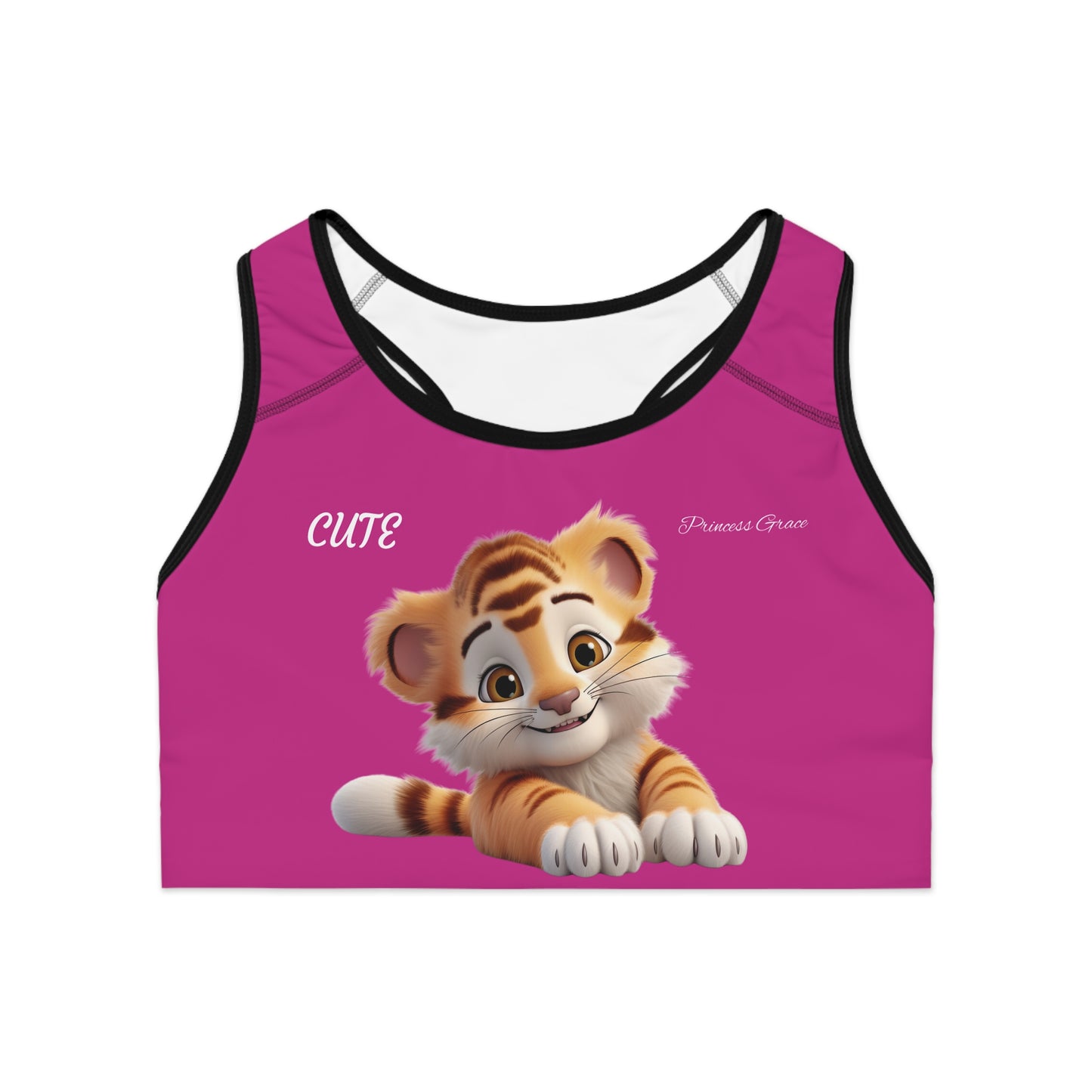 Princess Grace Cute Tiger Sports Bra  Fun and Comfy Workout Wear