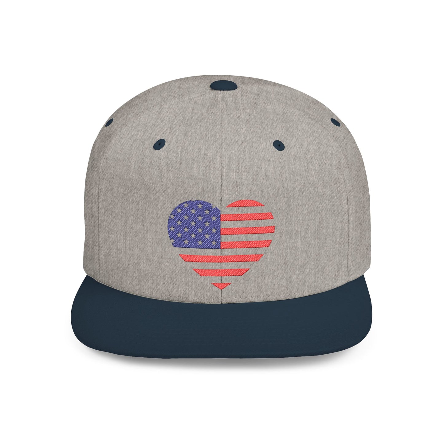 Princess Grace Patriotic Heart Flat Bill Snapback Cap