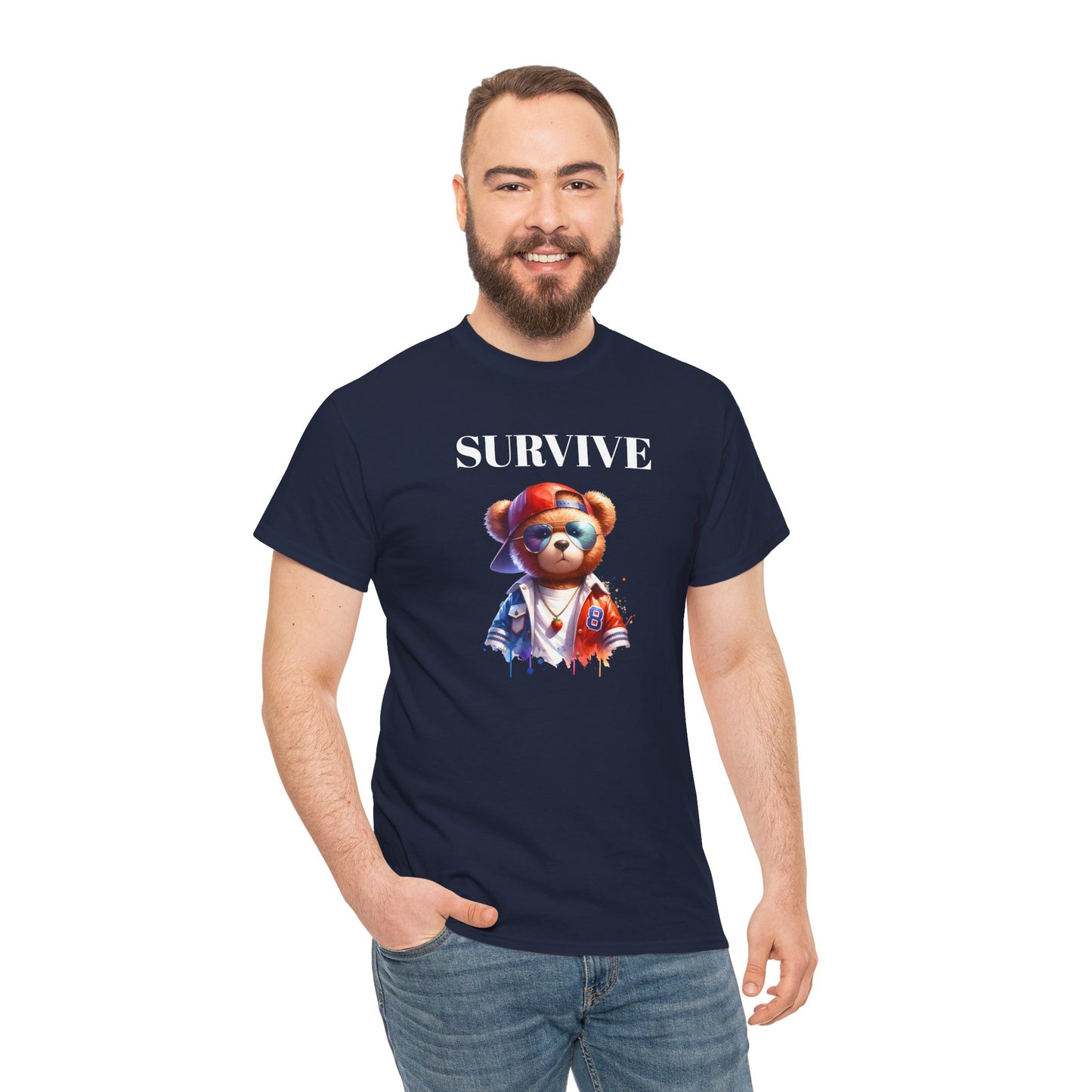 Princess Grace  Cool Survive Bear Unisex Heavy Cotton Tee