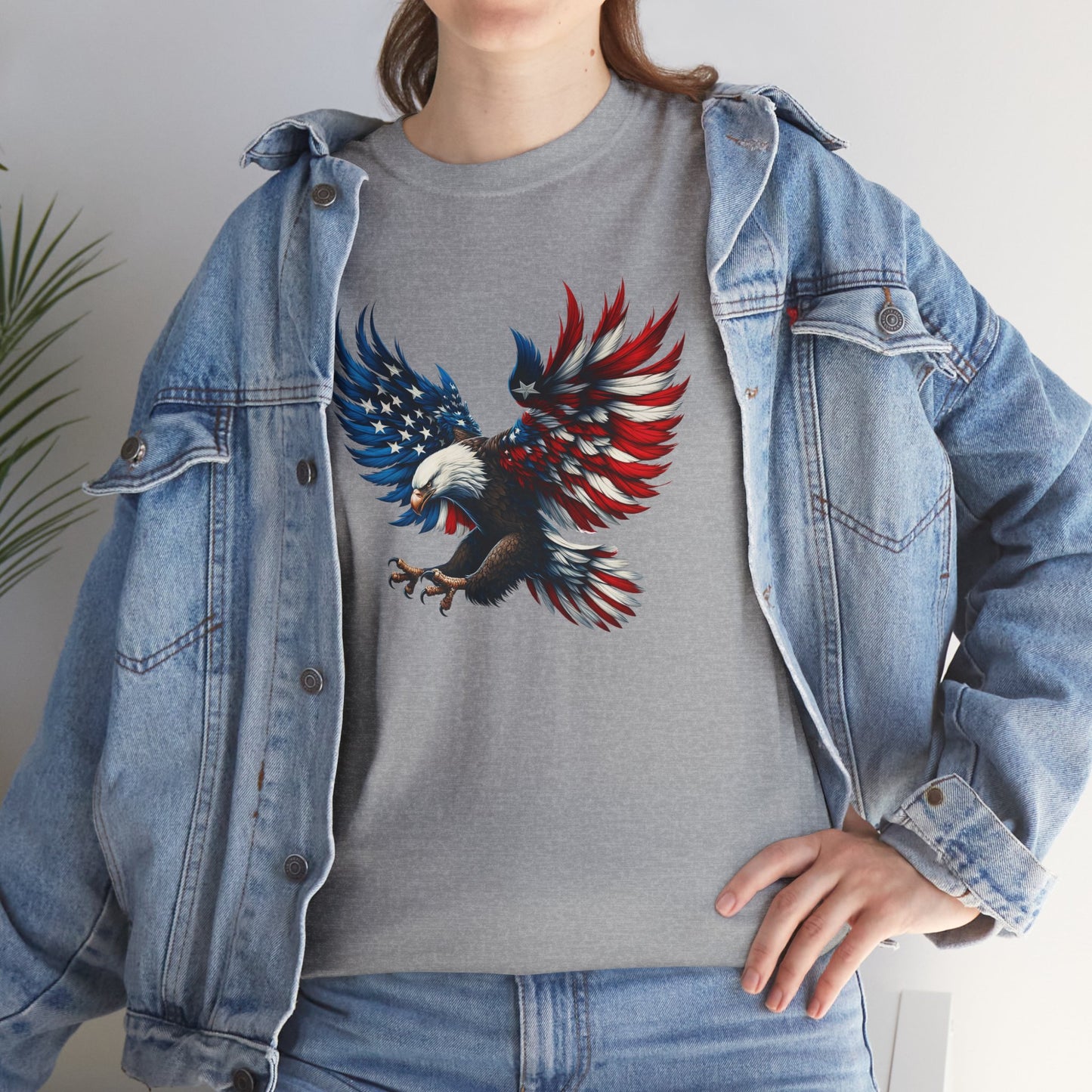 Princess Grace  Patriotic Eagle Unisex Heavy Cotton Tee  Bold USA Graphic Shirt