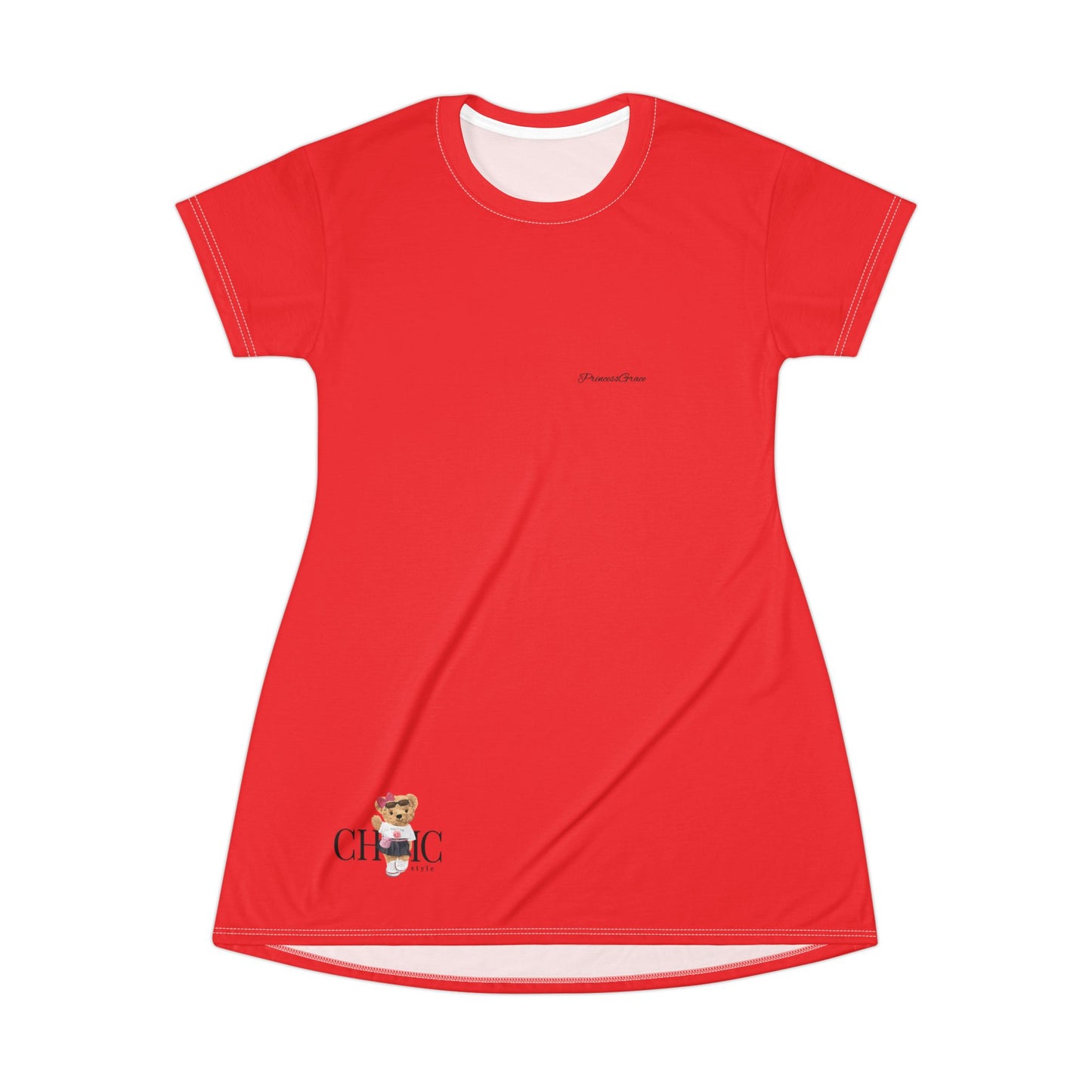 Princess Grace  Cute Bear Graphic T-Shirt Dress  Fun and Playful Summer Fashion