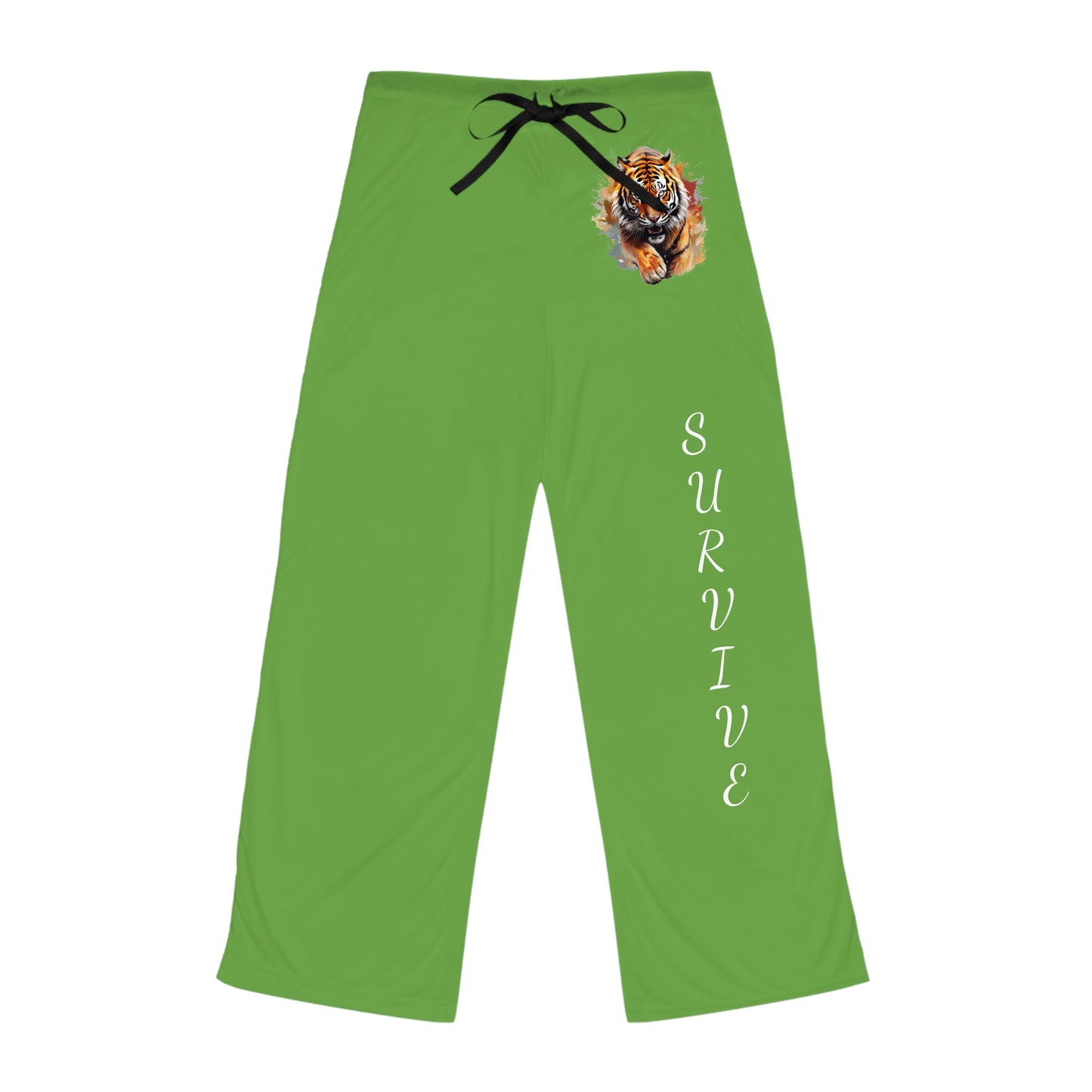 Princess Grace  Tiger Print Pajama Pants  Survive Green Lounge Bottoms