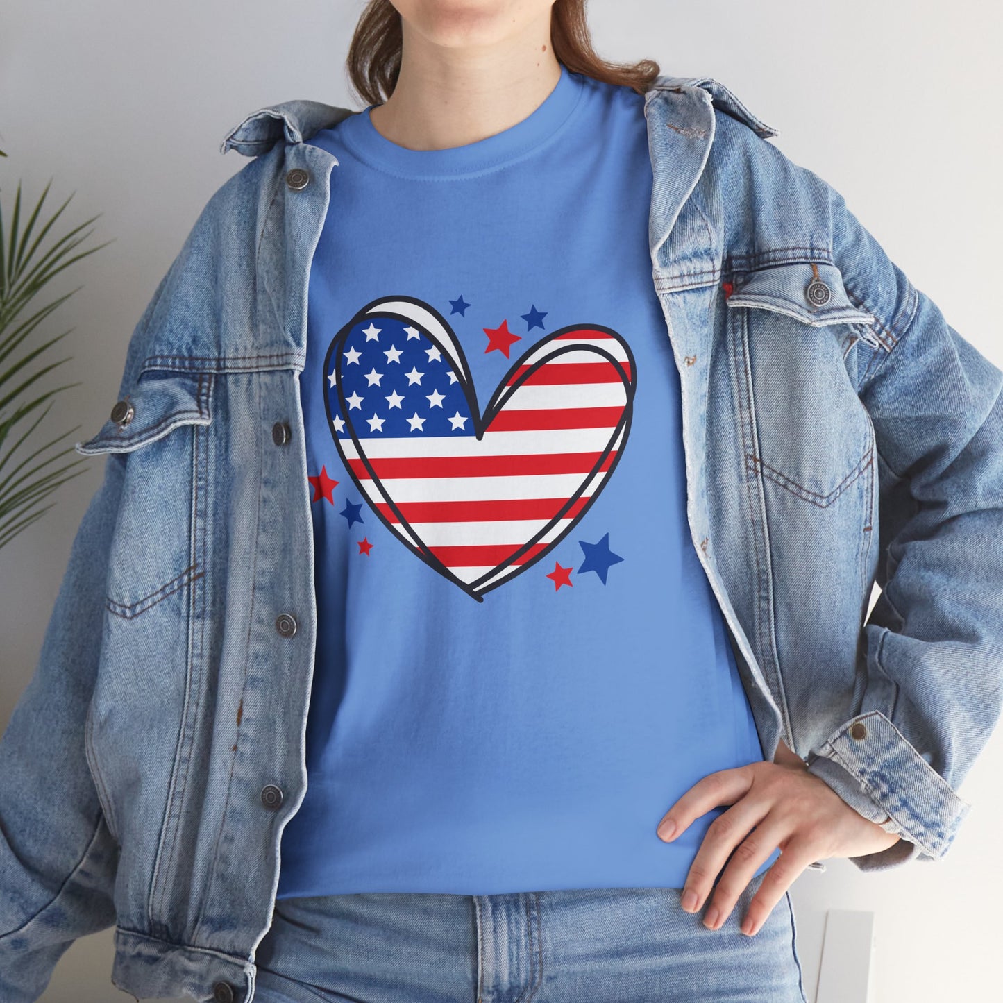 Princess Grace  Patriotic Heart Unisex Heavy Cotton Tee  USA Love T-Shirt