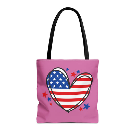 Princess Grace  Patriotic Heart Tote Bag for Independence Day & Everyday Use