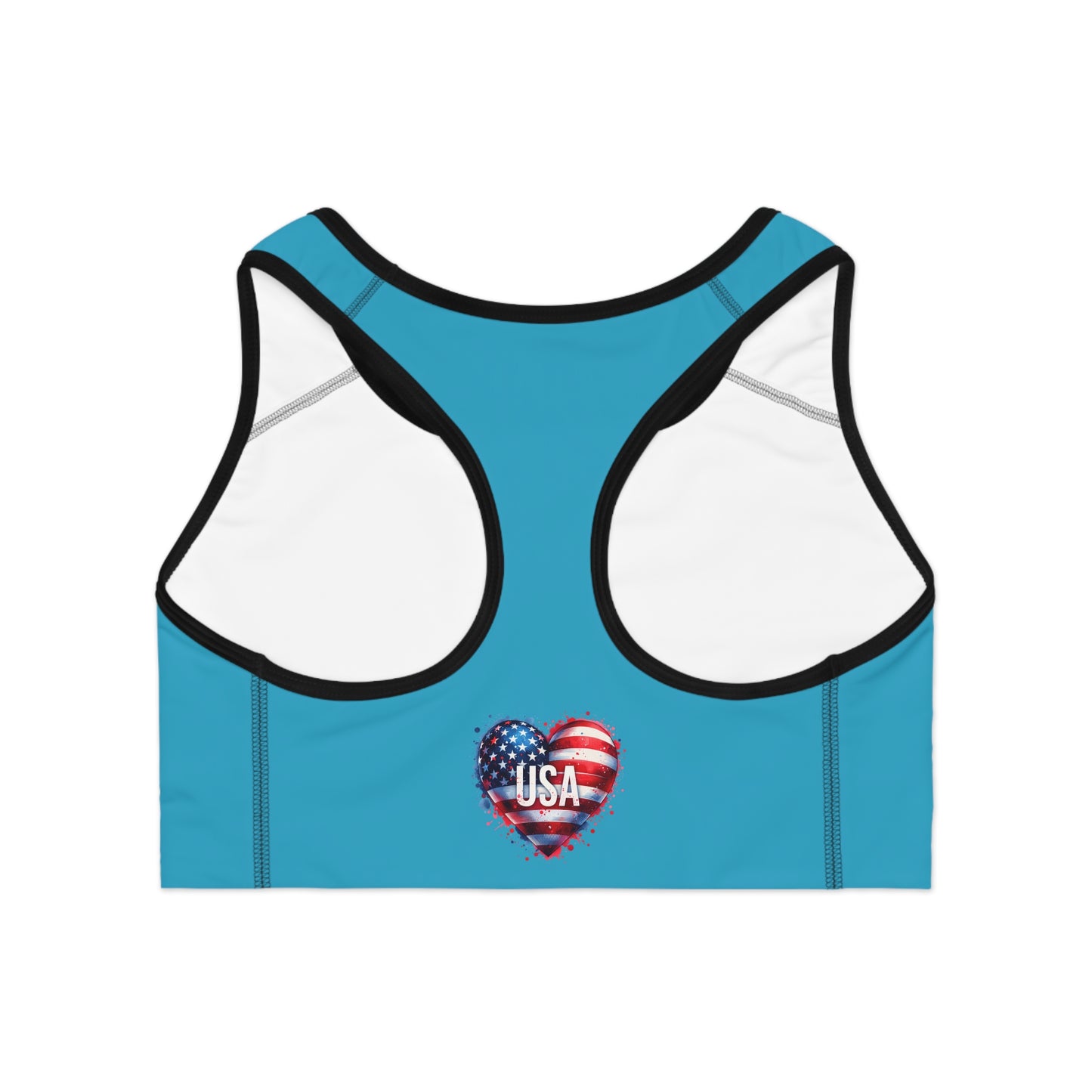 Princess Grace  USA Heart Sports Bra  Patriotic Activewear for Fitness & Holidays