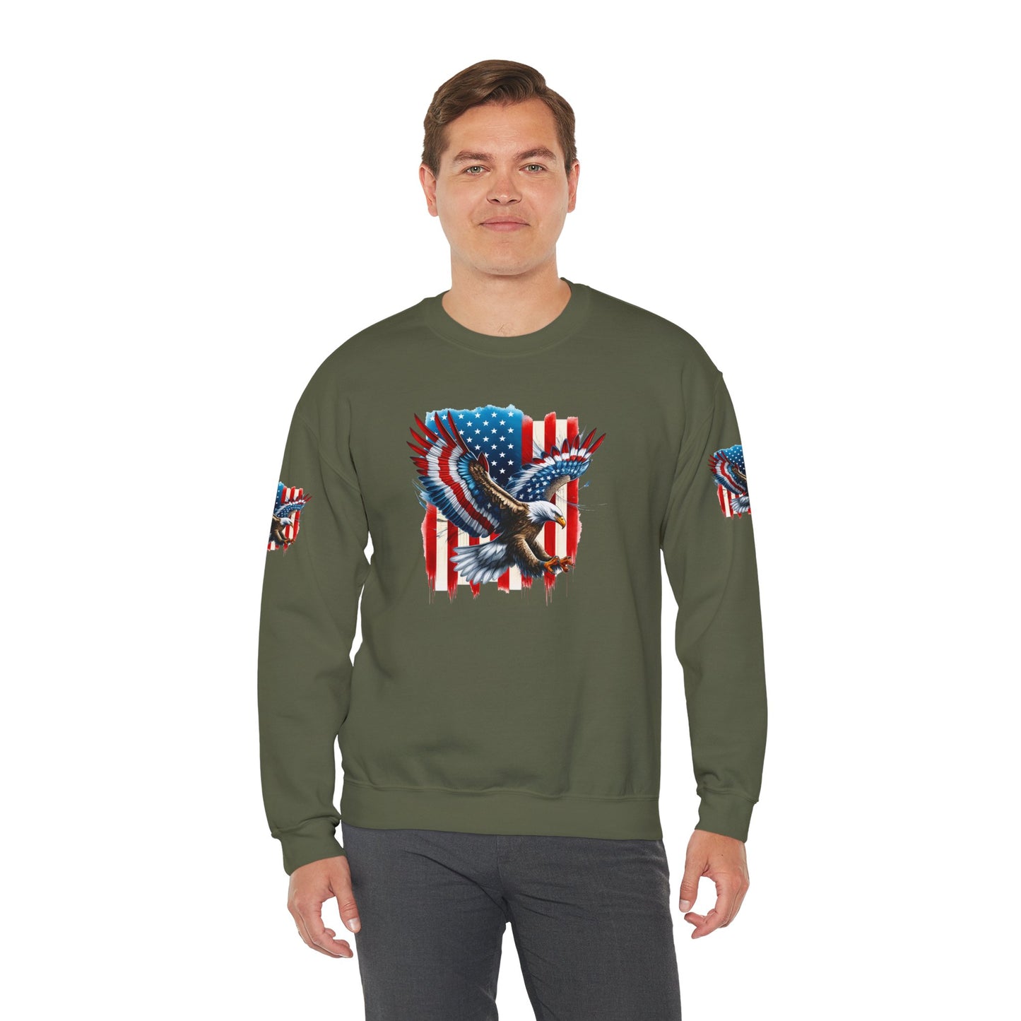 Princess Grace  Patriotic Eagle Crewneck Sweatshirt Unisex Heavy Blend