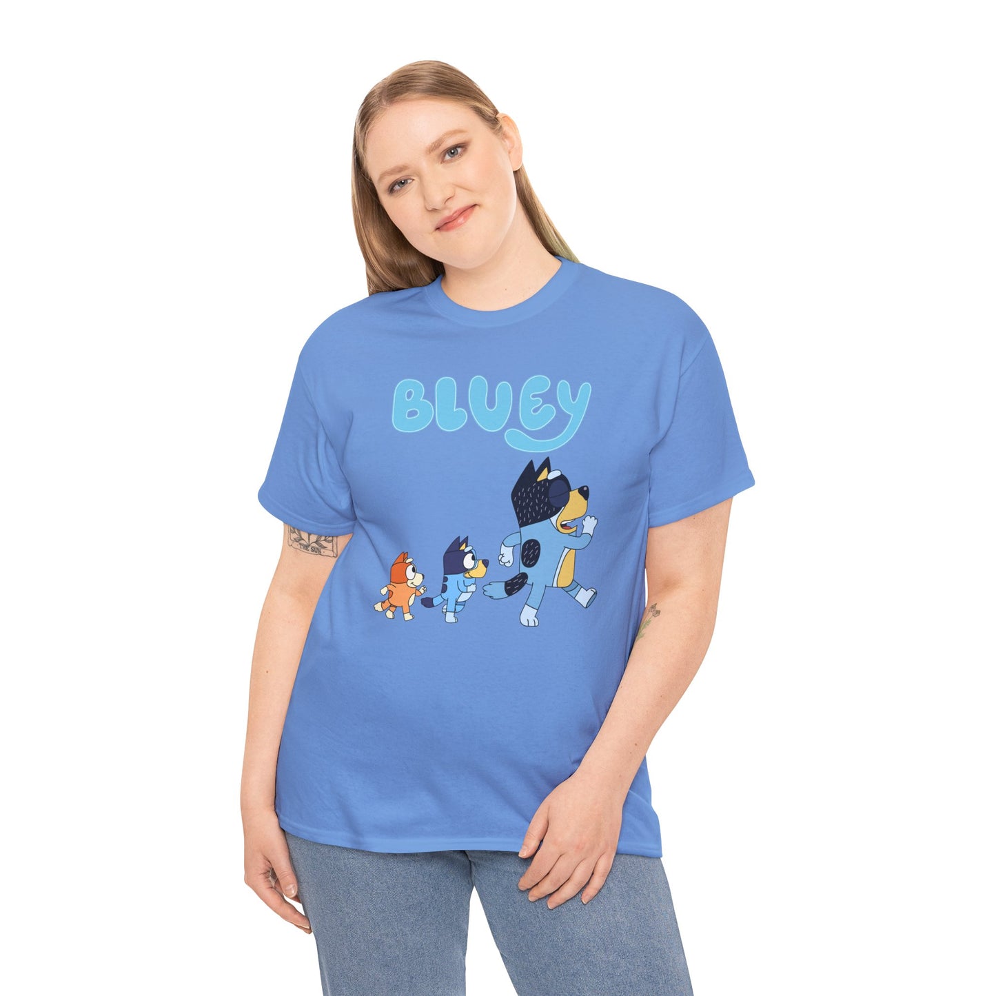 Princess Grace  Bluey Unisex Heavy Cotton Tee  Cute Cartoon T-Shirt for Kids and Adults