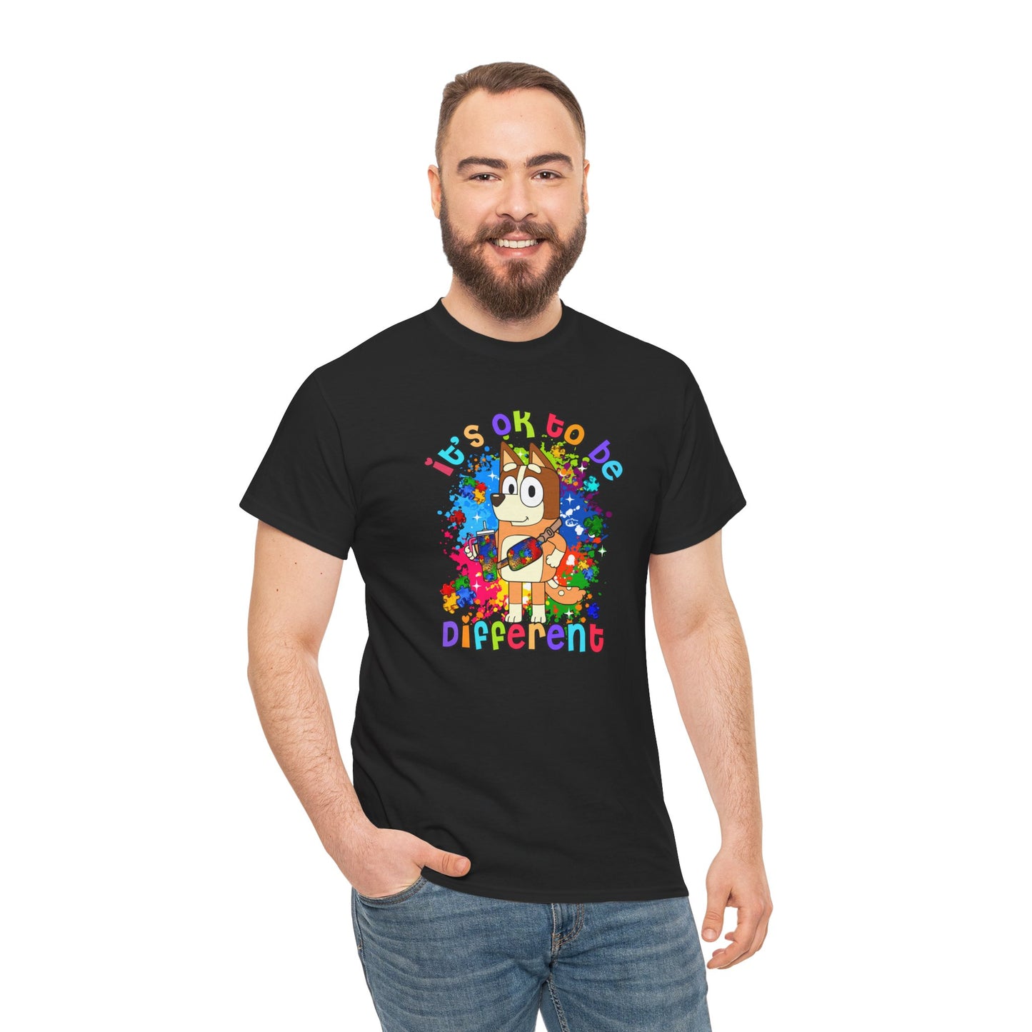 Princess Grace  Bluey Unisex Heavy Cotton Tee  "It's OK to Be Different" Colorful Graphic Tee