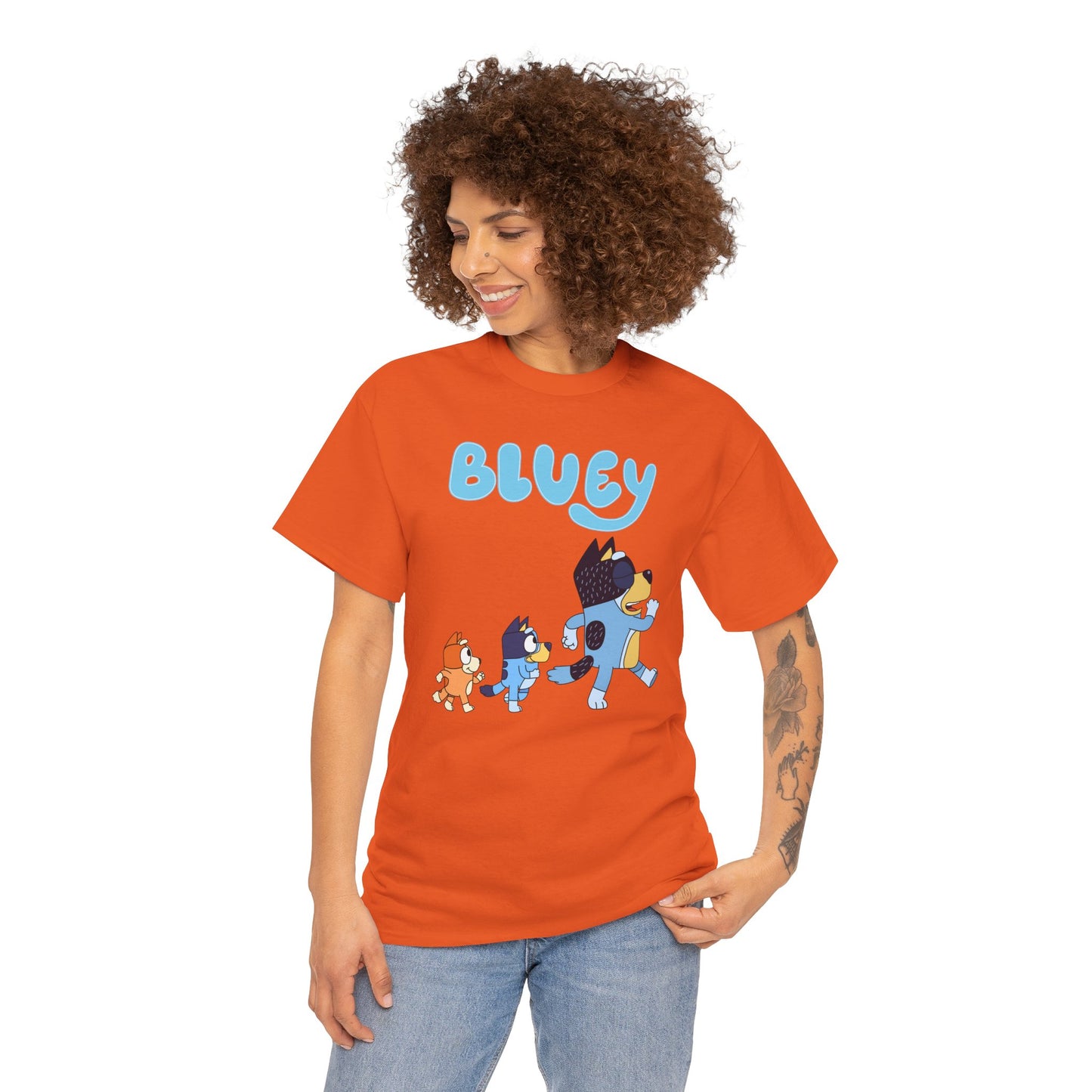 Princess Grace  Bluey Unisex Heavy Cotton Tee  Cute Cartoon T-Shirt for Kids and Adults