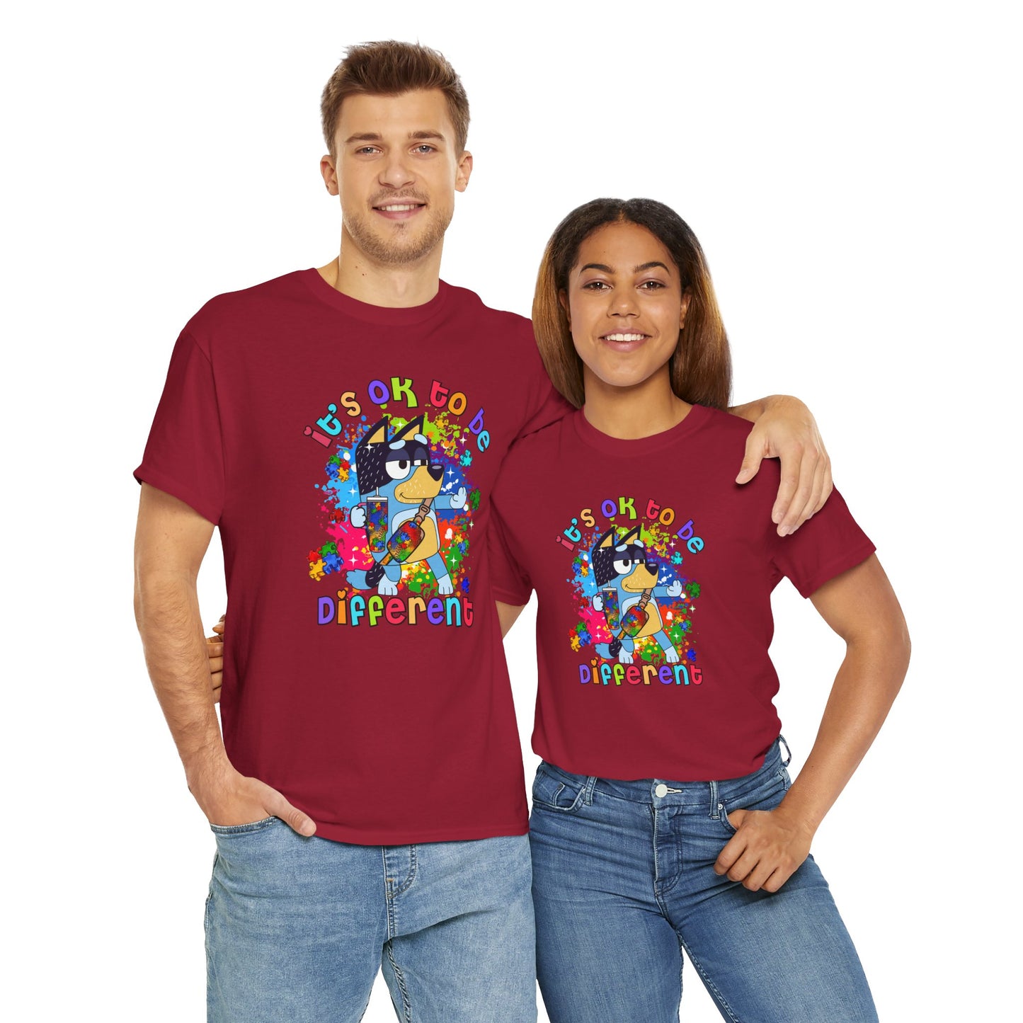 Princess Grace  Bluey  Unisex Heavy Cotton Tee  "It's OK to Be Different" - Colorful Graphic T-Shirt for Self-Expression