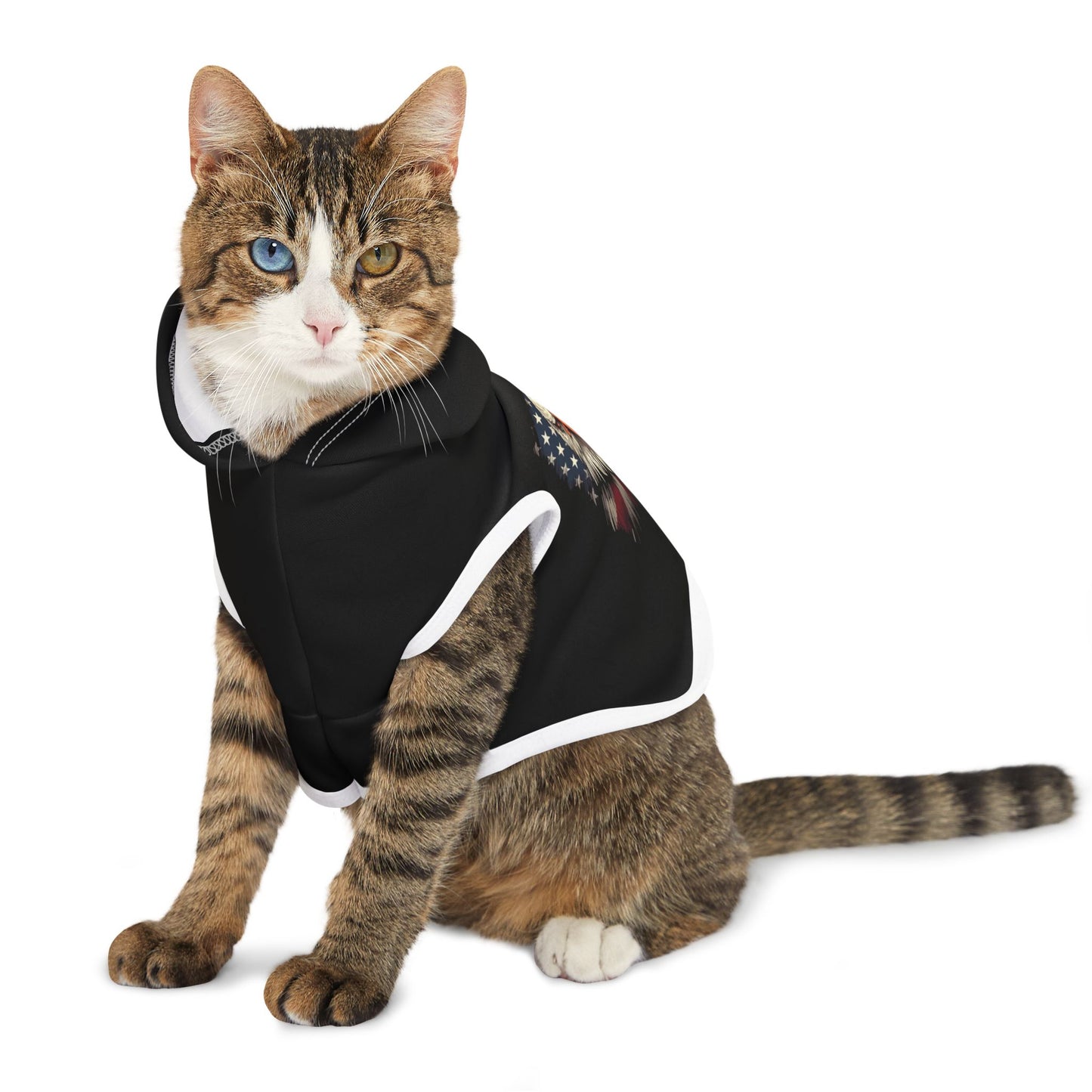 Princess Grace  Patriotic Eagle Pet Hoodie Stylish Black Dog Sweatshirt for Fourth of July Celebrations