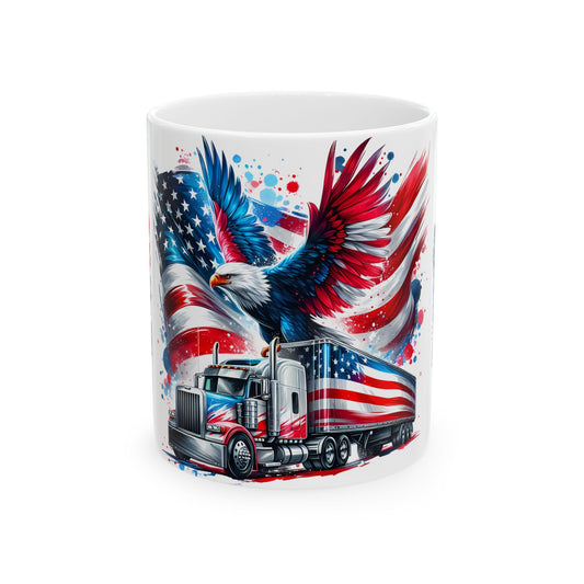 Princess Grace  Patriotic Eagle Truck Ceramic Mug  11oz & 15oz  Perfect for Veterans & Truck Enthusiasts