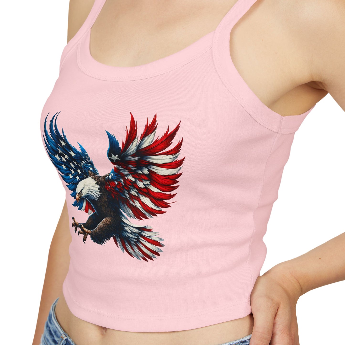 Princess Grace  Patriotic Women's Spaghetti Strap Tank Top  USA Eagle Graphic