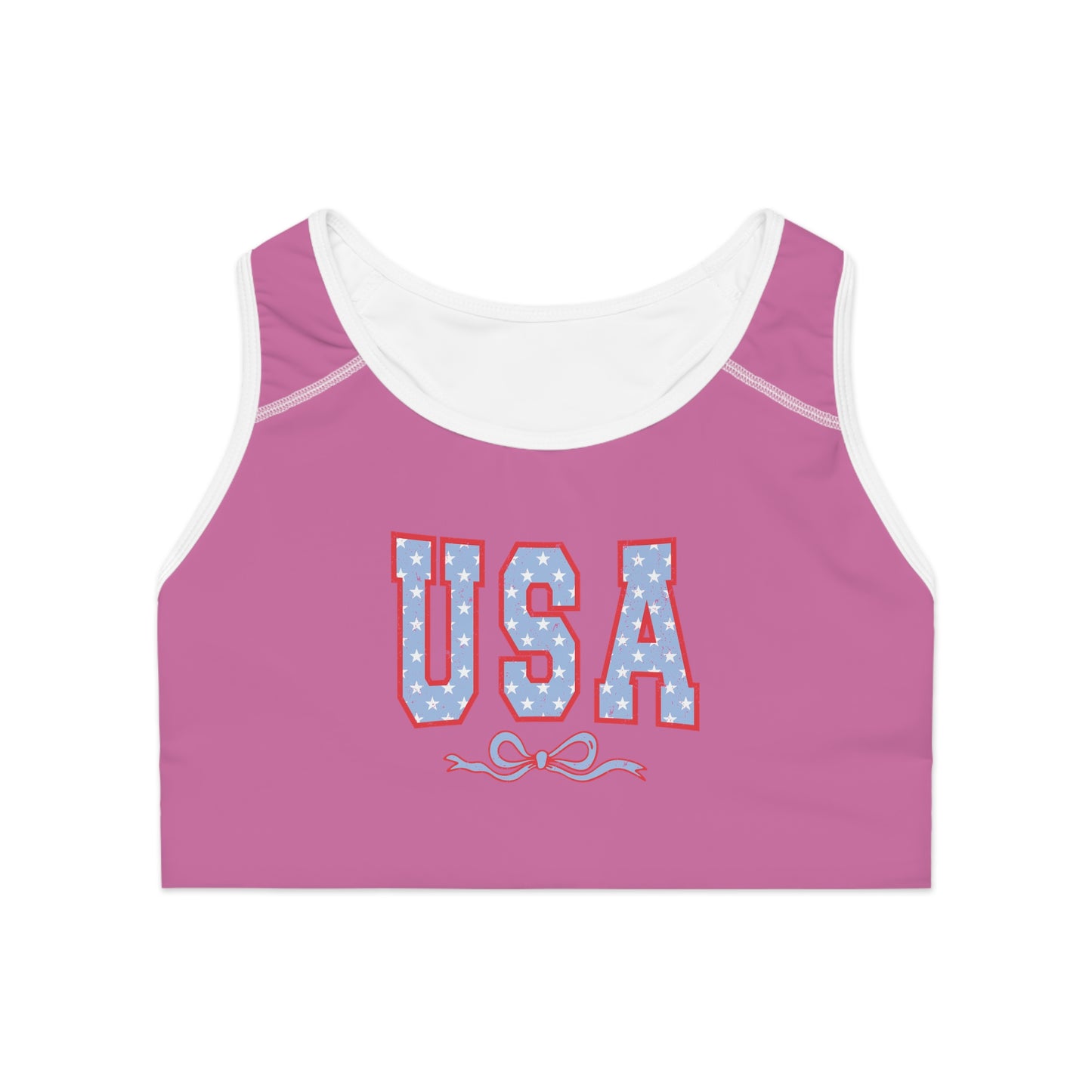 Princess Grace  USA Patriotic Sports Bra  Perfect for Workouts and Celebrations