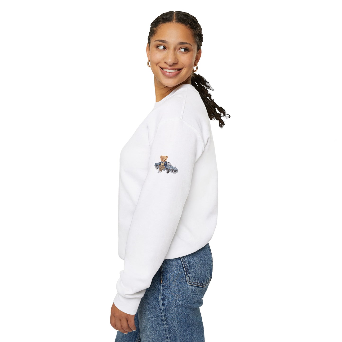 Princess Grace  Stylish Crewneck Sweatshirt with Bear and Car Design