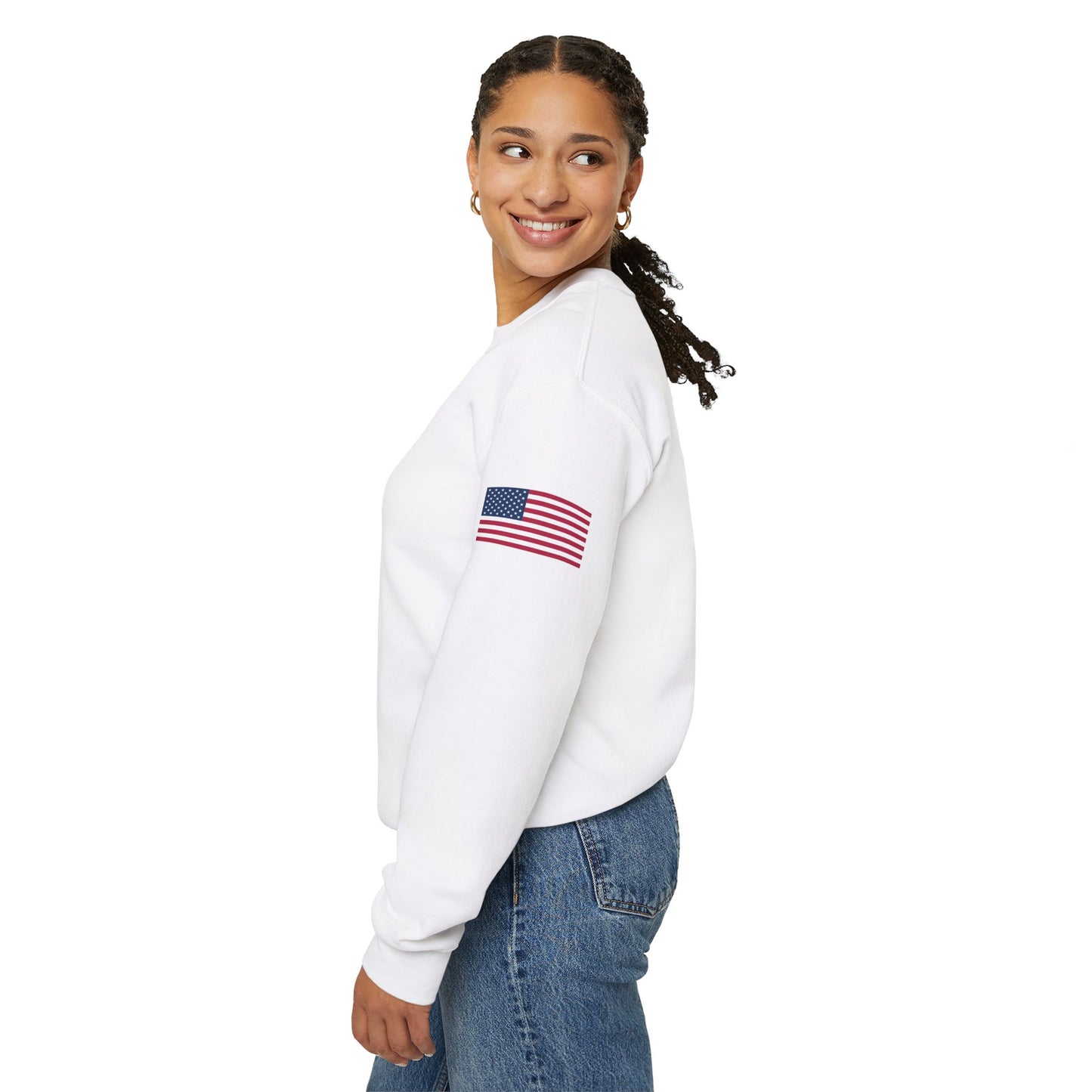 Princess Grace  Patriotic Unisex Crewneck Sweatshirt with American Flags