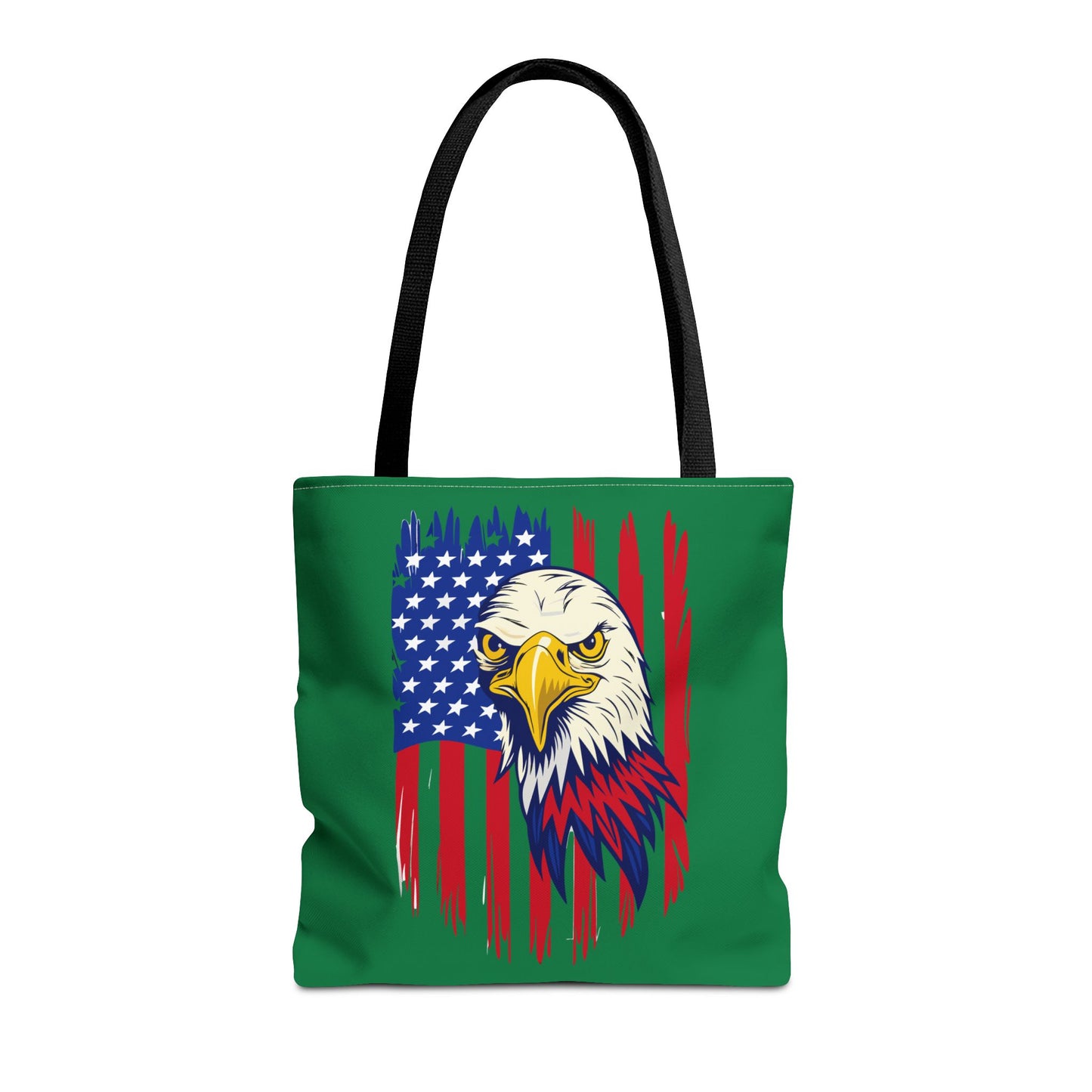 Princess Grace  Eagle American Flag Tote Bag Patriotic Green Carryall for Celebrations