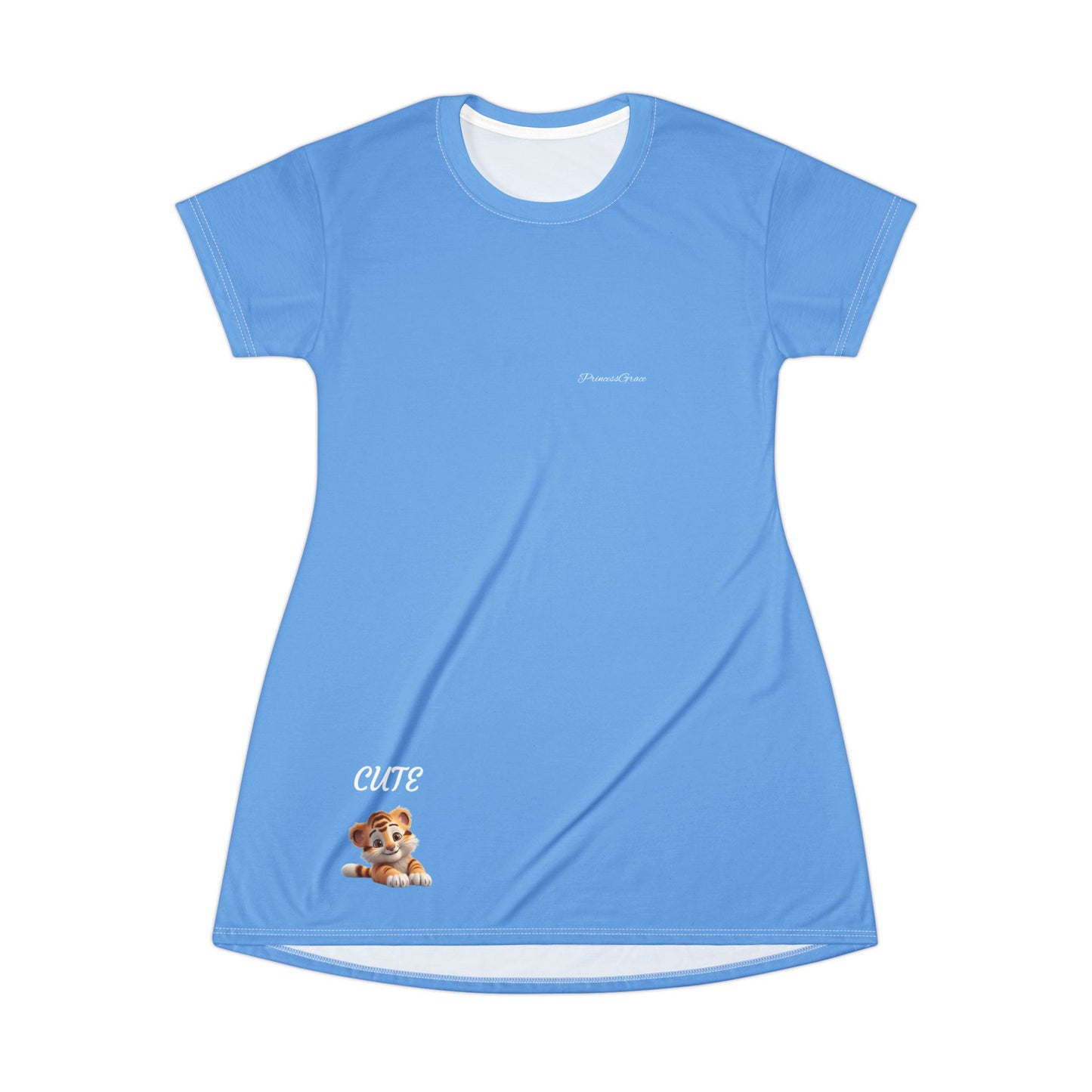 Princess Grace  Cute Blue T-Shirt Dress Perfect for Casual Days