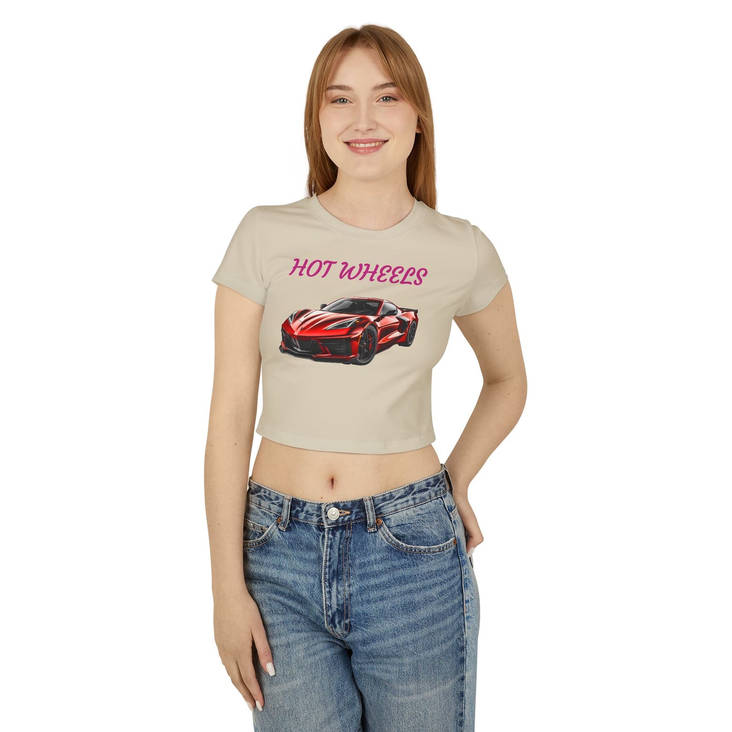 Princess Grace  Corvette Hot Wheels Women's Baby Tee Sporty Graphic Top for Car Enthusiasts