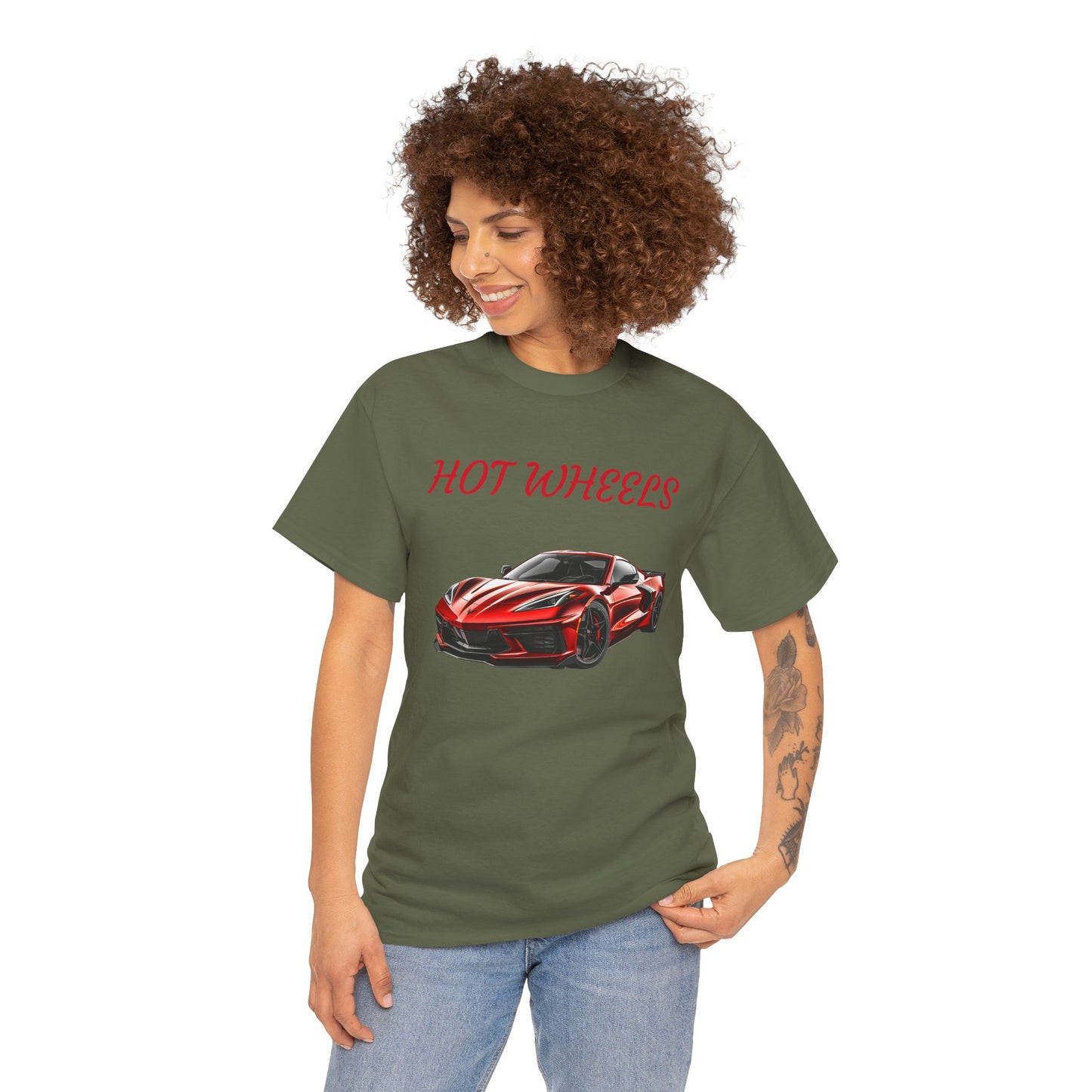 Princess Grace Red Corvette Unisex Heavy Cotton Tee Hot Wheels Racing Graphic Tee for Car Enthusiasts