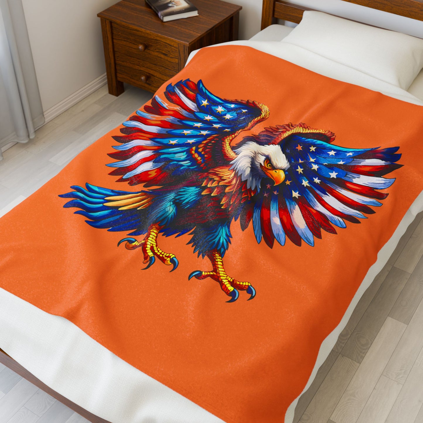 Princess Grace  Patriotic Eagle Velveteen Plush Blanket  Cozy American Spirit Decor